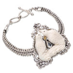 World Peace Project blue topaz and citrine pendant bracelet, 'Peace, Love and Affection' - World Peace Dove Pendant Bracelet, Blue Topaz and Citrine