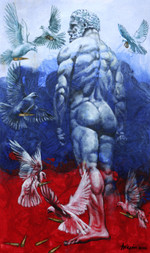 'Peaceful Heart' - Signed Expressionist Peace Painting of a Man and Doves