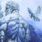 'Peaceful Heart' - Signed Expressionist Peace Painting of a Man and Doves