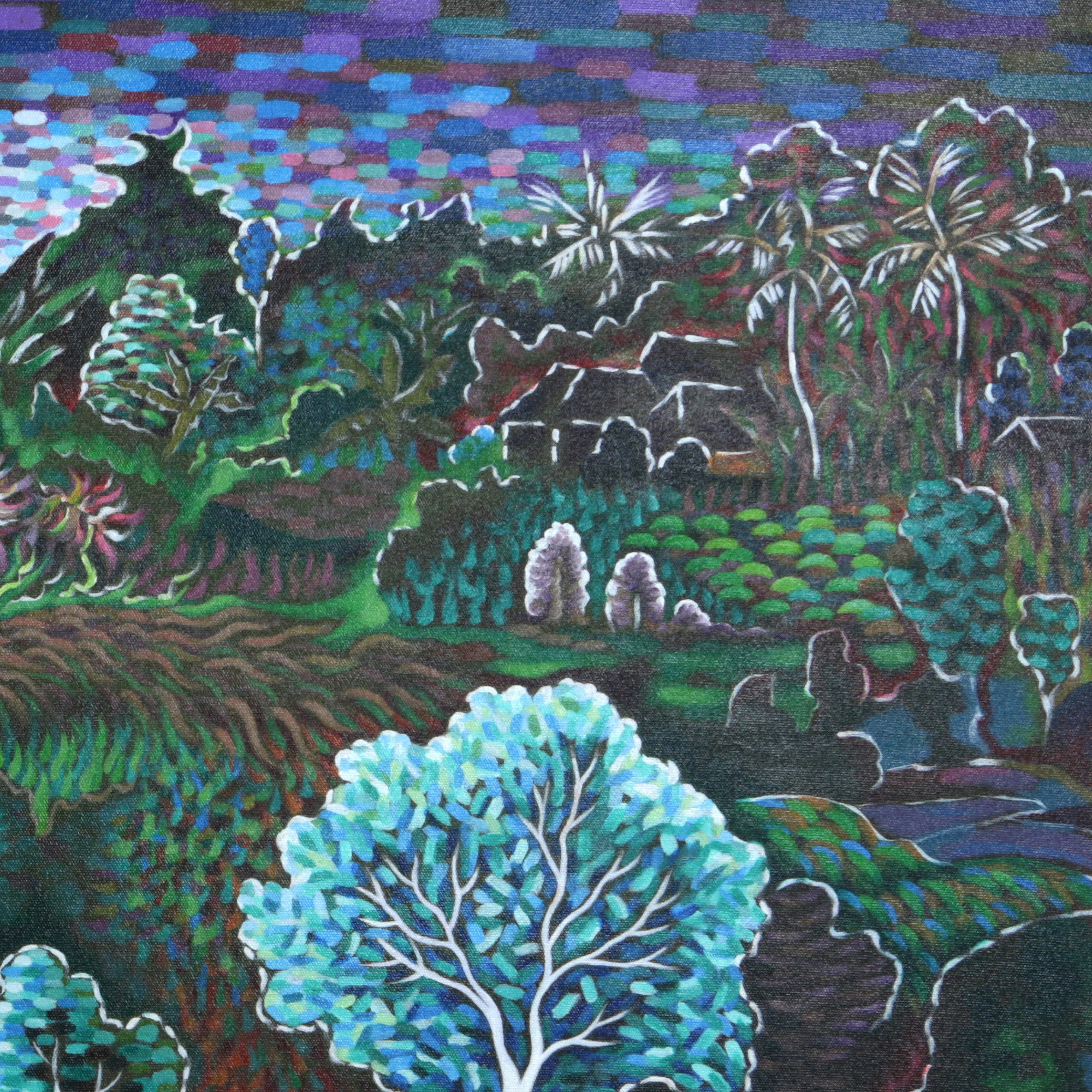 Balinese NatureThemed Impressionist Painting on Canvas Kelingkung Vibes NOVICA