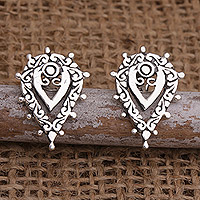 Sterling silver drop earrings, 'Bali Drops' - Sterling Silver Drop Earrings with Traditional Bali Motifs