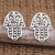 Sterling silver button earrings, 'Hamsa Twins' - Sterling Silver Button Earrings with Hamsa Symbol (image 2) thumbail