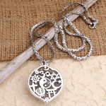 Sterling silver pendant necklace, 'Peace at Heart' - World Peace Project Sterling Silver Peace Necklace