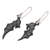 Garnet dangle earrings, 'Nocturnal Passion' - Black Garnet and Sterling Silver Dangle Earrings with Bats (image 2c) thumbail