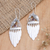 Garnet dangle earrings, 'Morning Feathers' - Garnet & Sterling Silver Feathers Dangle Earrings from Bali (image 2) thumbail
