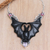 Horn, amethyst and garnet pendant necklace, 'Midnight Bat' - Horn Amethyst Garnet & Sterling Silver Bat Pendant Necklace (image 2) thumbail