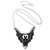 Horn, amethyst and garnet pendant necklace, 'Midnight Bat' - Horn Amethyst Garnet & Sterling Silver Bat Pendant Necklace thumbail