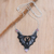 Horn, amethyst and garnet pendant necklace, 'Midnight Bat' - Horn Amethyst Garnet & Sterling Silver Bat Pendant Necklace (image 2b) thumbail