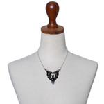 Horn, amethyst and garnet pendant necklace, 'Midnight Bat' - Horn Amethyst Garnet & Sterling Silver Bat Pendant Necklace