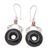 Horn and garnet dangle earrings, 'Sweet Donuts' - Balinese Horn Garnet & Sterling Silver Round Dangle Earrings thumbail