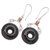 Horn and garnet dangle earrings, 'Sweet Donuts' - Balinese Horn Garnet & Sterling Silver Round Dangle Earrings (image 2b) thumbail