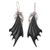 Horn and garnet dangle earrings, 'Wings of Devil' - Horn Garnet & Sterling Silver Wing Dangle Earrings from Bali thumbail