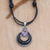 Horn, amethyst and garnet pendant necklace, 'Halloween Moon Knight' - Horn Amethyst Garnet and Sterling Silver Pendant Necklace (image 2) thumbail