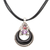 Horn, amethyst and garnet pendant necklace, 'Halloween Moon Knight' - Horn Amethyst Garnet and Sterling Silver Pendant Necklace thumbail