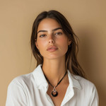 Horn, amethyst and garnet pendant necklace, 'Halloween Moon Knight' - Horn Amethyst Garnet and Sterling Silver Pendant Necklace