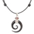 Horn and garnet pendant necklace, 'Midnight Halloween' - Spiral Horn Garnet and Sterling Silver Pendant Necklace thumbail