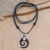 Horn and garnet pendant necklace, 'Midnight Halloween' - Spiral Horn Garnet and Sterling Silver Pendant Necklace (image 2b) thumbail