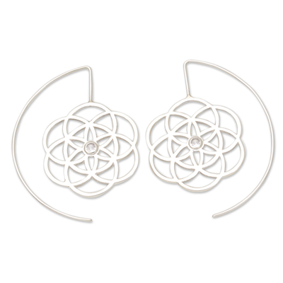 Cubic zirconia drop earrings, 'Chakra Bouquet' - Chakra-Inspired Floral Drop Earrings with Cubic Zirconia