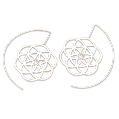 Cubic zirconia drop earrings, 'Chakra Bouquet' - Chakra-Inspired Floral Drop Earrings with Cubic Zirconia
