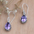 Amethyst dangle earrings, 'Wise Spring' - Two-Carat Amethyst Sterling Silver Dangle Earrings from Bali (image 2) thumbail