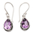 Amethyst dangle earrings, 'Wise Spring' - Two-Carat Amethyst Sterling Silver Dangle Earrings from Bali thumbail