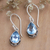Blue topaz dangle earrings, 'Serene Spring' - Four-Carat Blue Topaz Sterling Silver Dangle Earrings (image 2) thumbail
