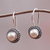 Cultured pearl drop earrings, 'Pearly Specks' - Sterling Silver Speckled Drop Earrings with Grey Pearls