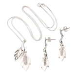 Sterling silver jewelry set, 'Garden of Peace' - World Peace Symbolic Jewelry Set Handmade Bali