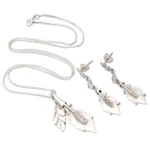 Sterling silver jewelry set, 'Garden of Peace' - World Peace Symbolic Jewelry Set Handmade Bali