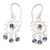 Iolite dangle earrings, 'Violet Sun' - Chakra Themed Sterling Silver and Iolite Dangle Earrings