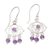 Amethyst dangle earrings, 'Purple Gaze' - Chakra Themed Sterling Silver and Amethyst Dangle Earrings