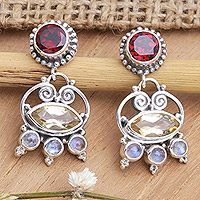Multi-gemstone dangle earrings, 'Sunshine Lady'