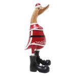 Bamboo root and teak wood figurine, 'Noel Duck' - Hand-Crafted Bamboo Root and Teak Wood Santa Duck Figurine