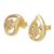 Gold-plated button earrings, 'Forest Spark' - 18k Gold-Plated Button Earrings with Leafy Motifs