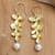 Gold-plated cultured pearl dangle earrings, 'Pearly Orchids' - Cultured Pearl Floral Dangle Earrings with 18k Gold Plating