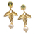 Pendientes colgantes de peridoto y perlas cultivadas bañadas en oro - Aretes Colgantes Chapados en Oro de 18k con Perlas y Gemas de Peridoto