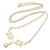 Halskette mit vergoldetem Zuchtperlenanhänger - 18 Karat vergoldete Halskette mit Olivenblättern und Perle