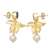 Pendientes colgantes de peridoto y perlas cultivadas bañadas en oro - Aretes colgantes florales chapados en oro de 18 k con piedras preciosas