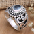 Blue topaz cocktail ring, 'Loyalty Throne' - Balinese Sterling Silver Cocktail Ring with Blue Topaz Stone (image 2) thumbail