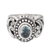 Blue topaz cocktail ring, 'Loyalty Throne' - Balinese Sterling Silver Cocktail Ring with Blue Topaz Stone thumbail