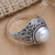 Cultured pearl cocktail ring, 'Pearly Charm' - Balinese Sterling Silver Cocktail Ring with Grey Pearl (image 2) thumbail