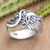 Sterling silver cocktail ring, 'Virtuous Flight' - Balinese Sterling Silver Cocktail Ring with Feather Motif (image 2) thumbail