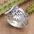 Sterling silver cocktail ring, 'Virtuous Flight' - Balinese Sterling Silver Cocktail Ring with Feather Motif (image 2b) thumbail