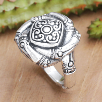 Sterling silver cocktail ring, 'Bamboo Beauty' - Sterling Silver Cocktail Ring with Traditional Motifs