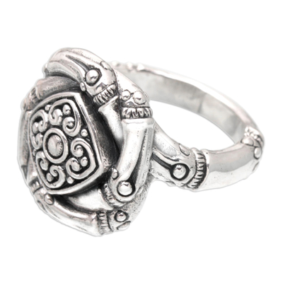 Sterling silver cocktail ring, 'Bamboo Beauty' - Sterling Silver Cocktail Ring with Traditional Motifs