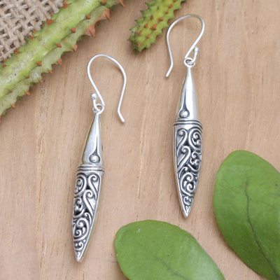 Sterling silver dangle earrings, 'Ancestral Magic' - Balinese Dangle Earrings Handcrafted from Sterling Silver