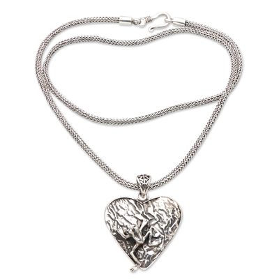 Collar colgante de plata esterlina - Collar Colgante de Plata de Ley con Corazón y Rana