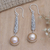 Cultured pearl dangle earrings, 'Innocence and Prosperity' - Balinese Sterling Silver Dangle Earrings with Golden Pearls