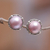 Cultured pearl button earrings, 'Pink Pearl Trophy' - Balinese Sterling Silver Button Earrings with Pink Pearls