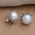 Cultured pearl button earrings, 'Grey Pearl Treasure' - Geometric Sterling Silver Button Earrings with Grey Pearls